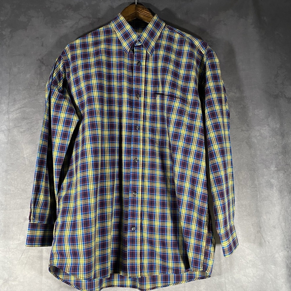Alain Delon Multicolour‎ Plaid Long Sleeve Button Down Shirt XL 15 1/2